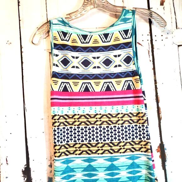 Love Ari Bodycon Sheath Dress Size L Sleeveless Stretch Midi Southwest Print - Picture 7 of 9